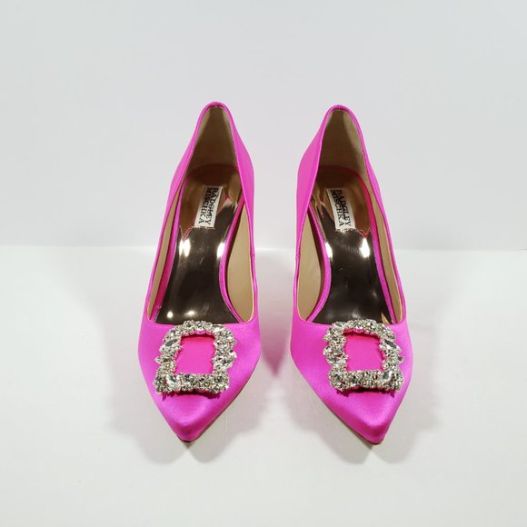 Badgley Mischka Carrie Crystal Suede Embellished Pump - Pink 10M - Picture 4 of 5
